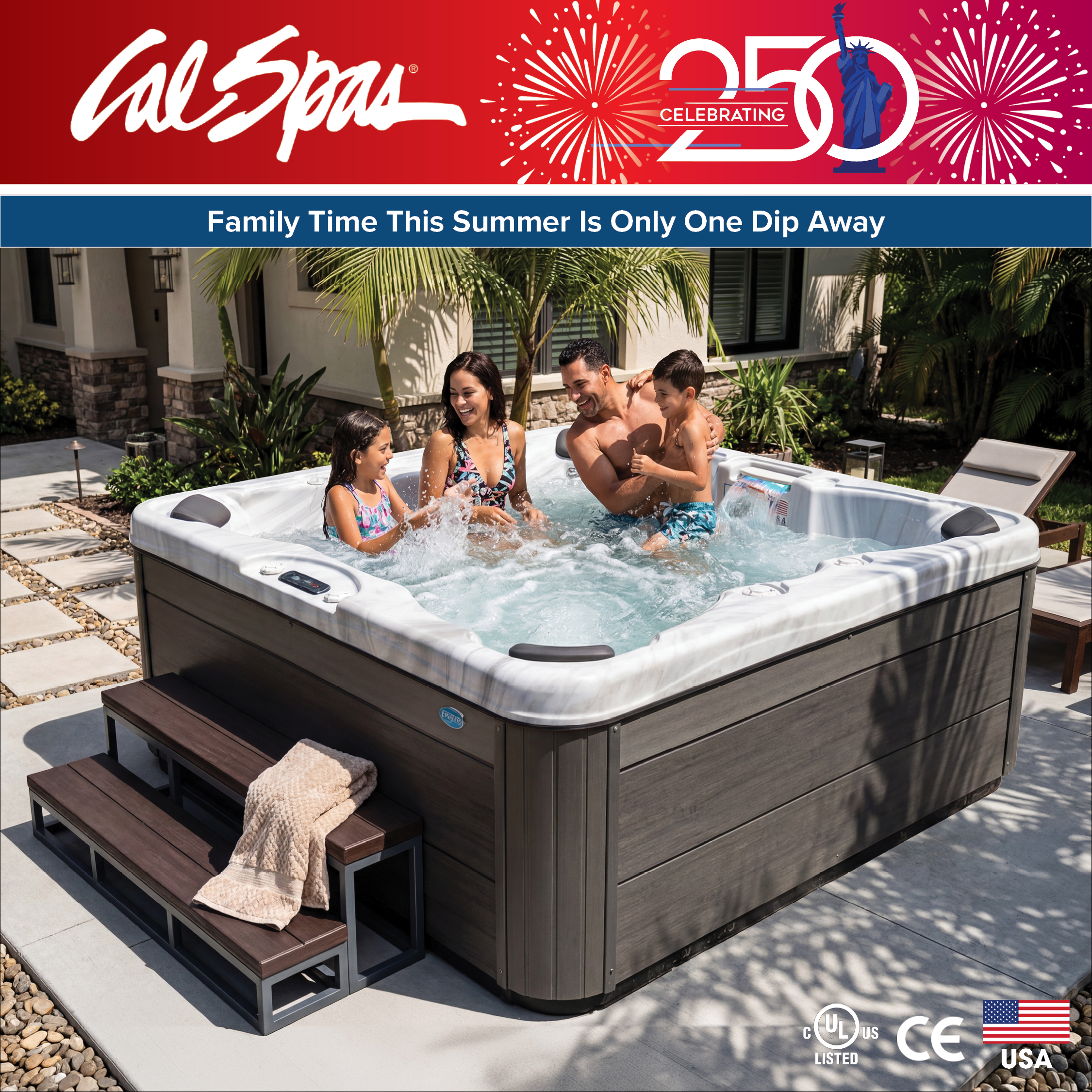 Calspas hot tub being used in a family setting - Woodinville
